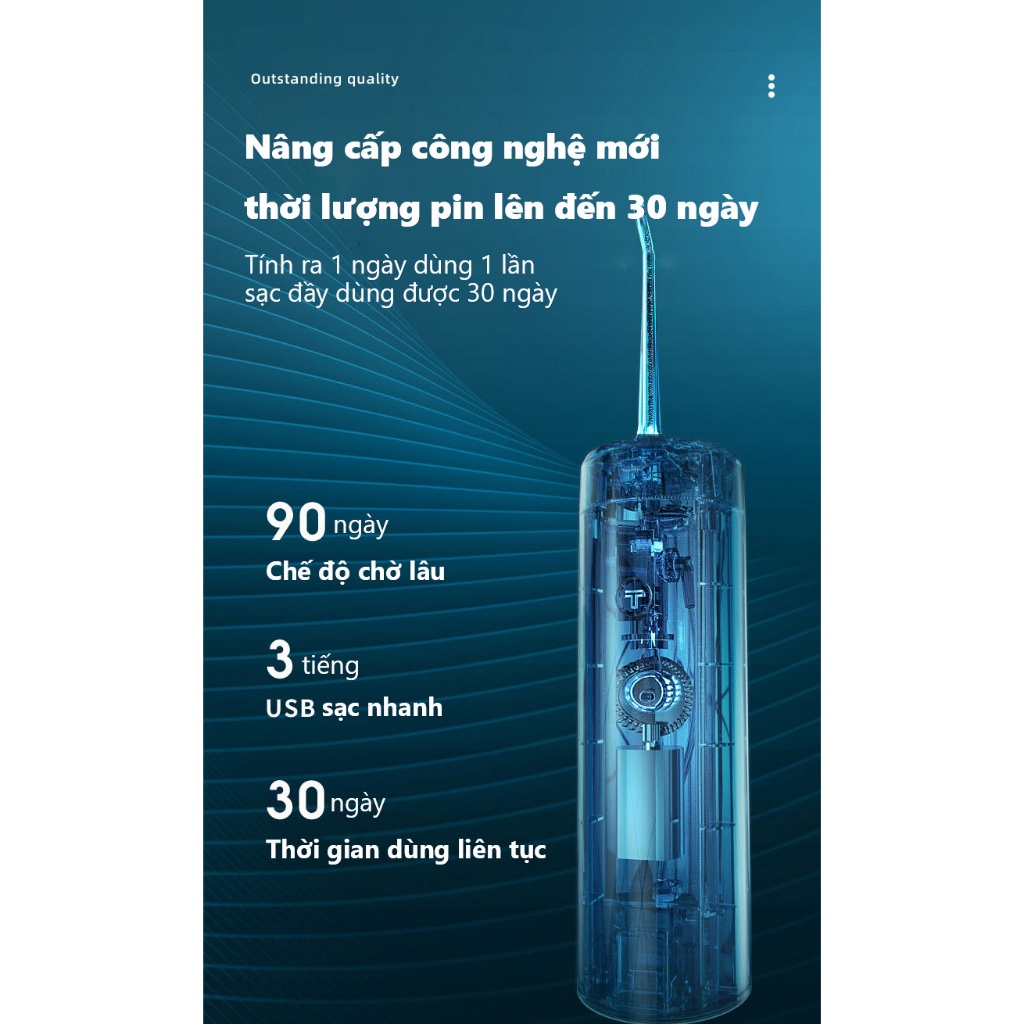 Panasonic Máy Tăm Nước Cầm Tay , 200ml, 1900 Vòng/phút, Làm Sạch Răng 3 Chế Độ