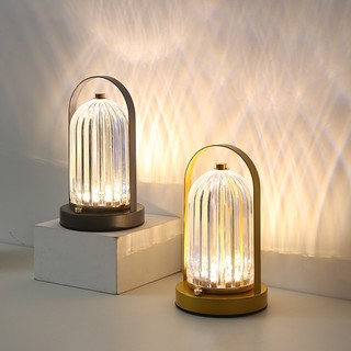 Đèn led Pha Lê Sạc usb Để Bàn Phong Cách retro
