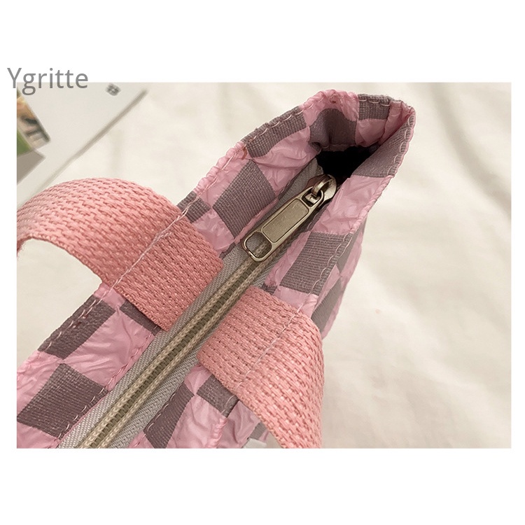 Túi Vải oxford Đựng Bình Nước Xách Tay / Sách Vở Cỡ Nhỏ Họa Tiết Sọc Caro Thời Trang Cho Nữ