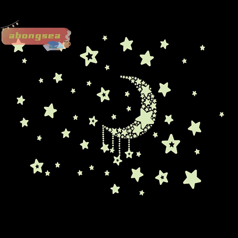 Đề Can Dán Trần Nhà Dạ Quang Phát Sáng Trong Bóng Tối Hình Trăng Sao Cho Phòng Ngủ Trẻ Em