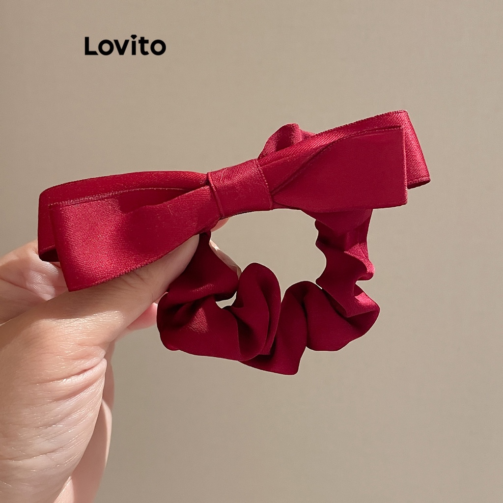 Lovito Dây buộc tóc nơ trơn thông thường cho nữ LNA32176