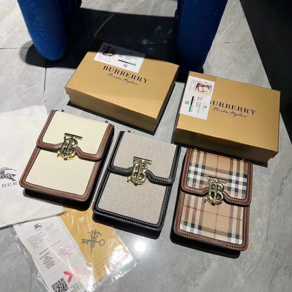 Burberry Túi Da Đeo Chéo Thể Thao Đựng Điện Thoại Thời Trang Cho Nam Và Nữ