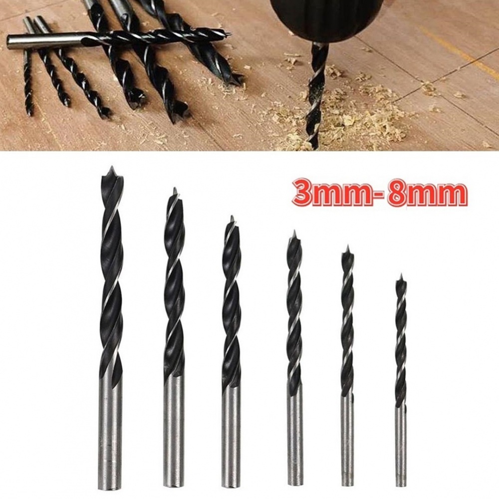 Set 6 Mũi Khoan 3mm 59mm 4mm 73mm 6mm 89mm Bằng Thép carbon Đen