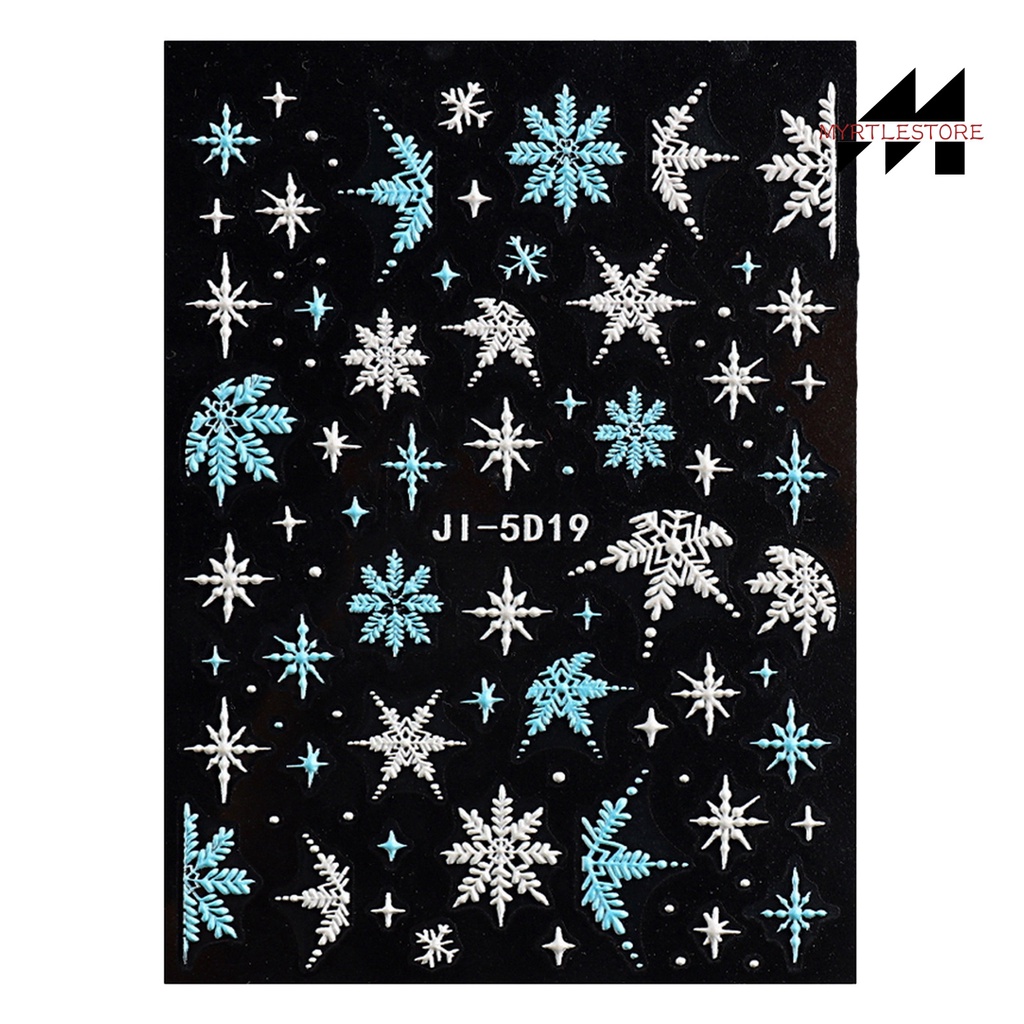 Myrtlestore Nhãn Dán Móng Tay 5d Hình Bông Tuyết Giáng Sinh Dễ Thương Lâu Trôi Dễ Sử Dụng Cho Nữ Và Phụ Nữ
