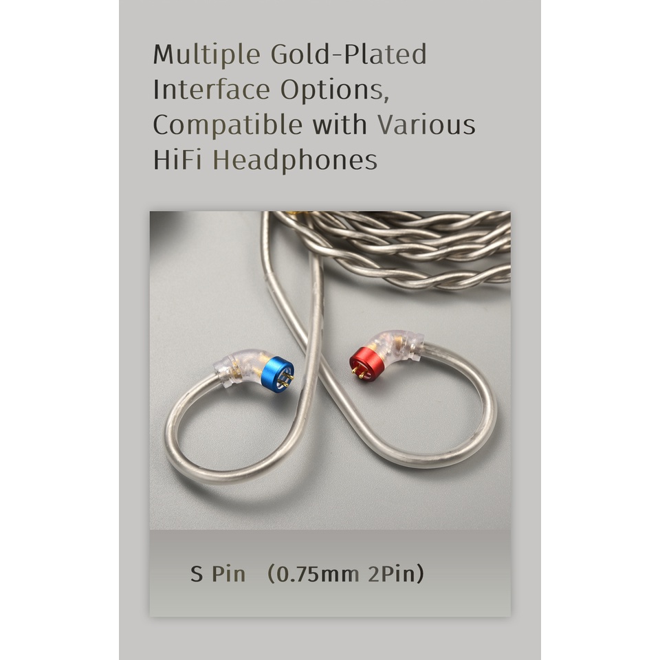 Dây Cáp Nối Nâng Cấp Tai Nghe Mạ Bạc ls200 Kèm mic 2.5 3.5 4.4 type c Cho kz konoka