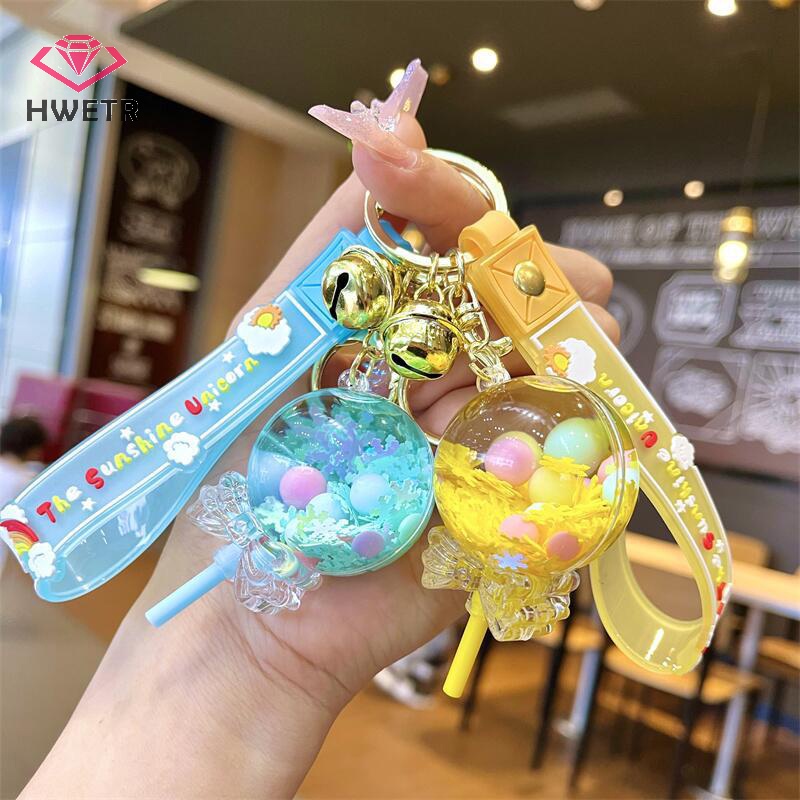 Hwetr Móc Khóa acrylic Hình Kẹo Mút Phối Cát Lún Nước Lấp Lánh Thời Trang Mùa Hè Cho Nữ Mới