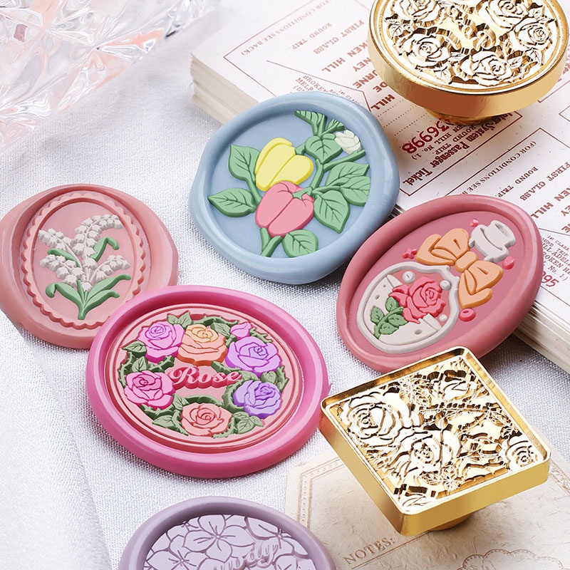 Sáp niêm phong tem thay đổi đầu Vintage hoa mẫu niêm phong tem DIY scrapbook thủ công tiệc cưới mời thẻ trang trí