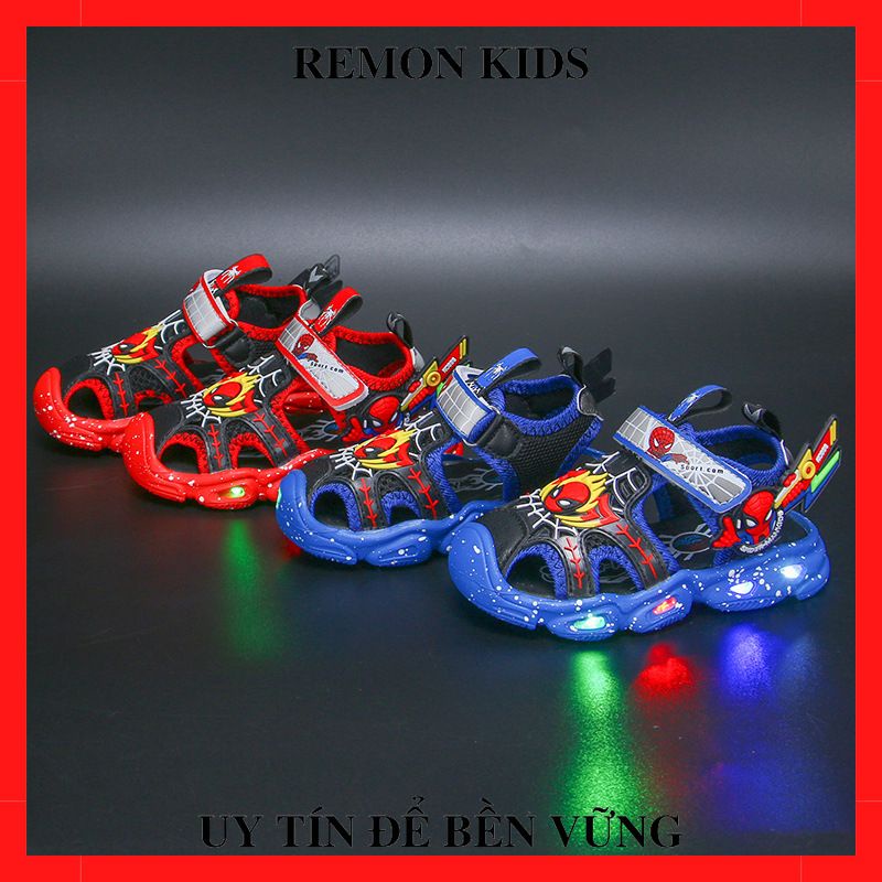 Sandal siêu nhân nhện Spider-man phát sáng đế mềm,êm chân chống trơn trượt  cho bé đi học,đi chơi