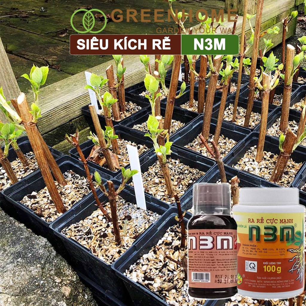 Phân kích rễ H2T Farm, N3M, hũ 100gr, dùng giâm, chiết cành, ngâm hạt giống