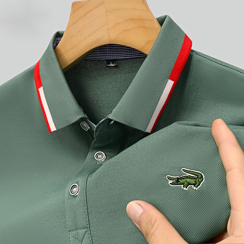 Áo Thun polo Tay Ngắn Màu Trơn Phong Cách hong kong Trẻ Trung Cho Nam