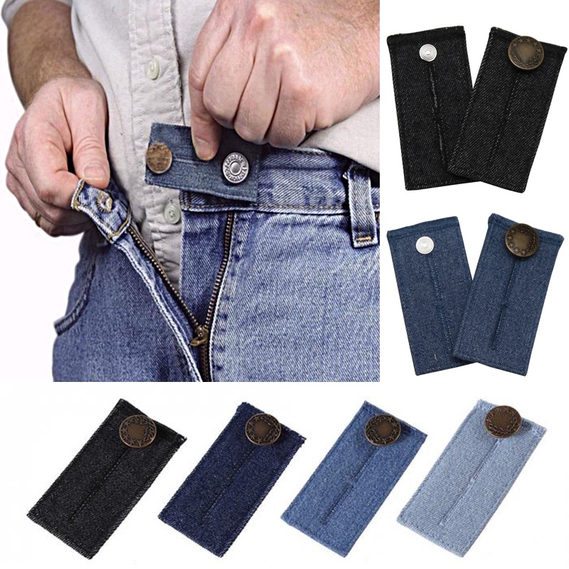 Set 4 Dây Thắt Lưng Quần Jean Co Giãn Có Nút Khóa Mở Rộng Thời Trang unisex