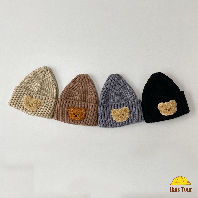 Hoạt Hình Mũ beanie Hình Gấu Đáng Yêu Cho Bé 2-5 Tuổi
