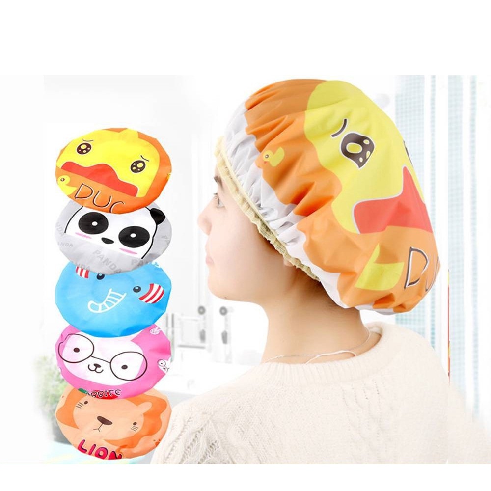 Mũ Tắm chùm tóc trùm đầu chụp tóc có họa tiết