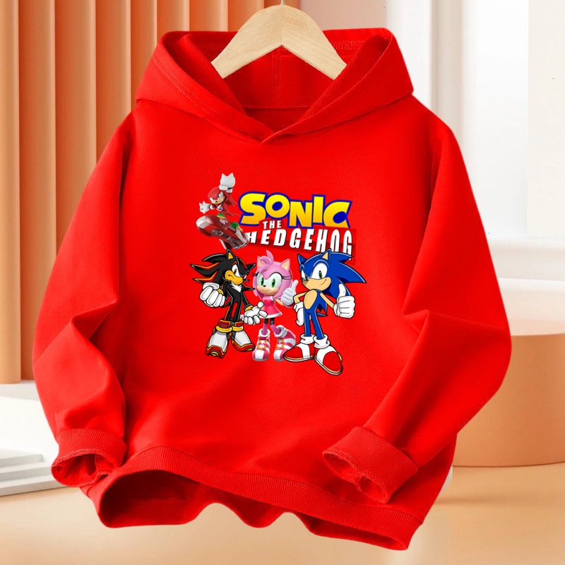 Sonic Áo hoodie Dài Tay In Hình Hoạt Hình Thời Trang Mùa Thu Dành Cho Bé Trai