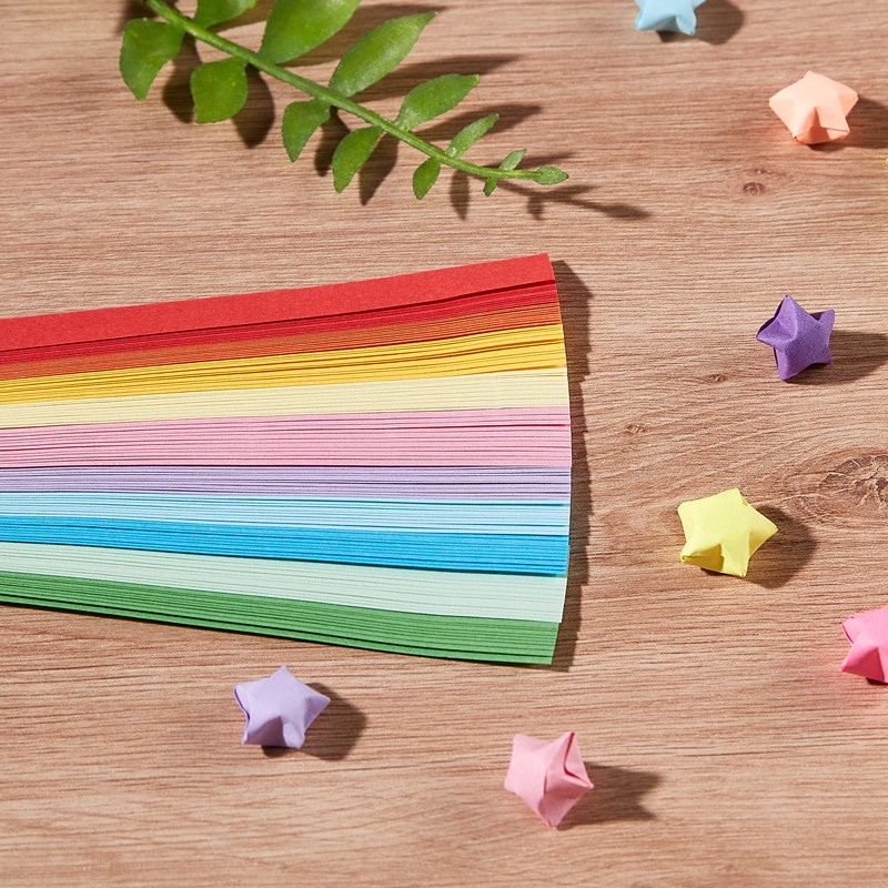 Set 90 Tờ Giấy Xếp origami Hai Mặt Màu Trơn Họa Tiết Ngôi Sao May Mắn Trang Trí Nghệ Thuật Cho Bé