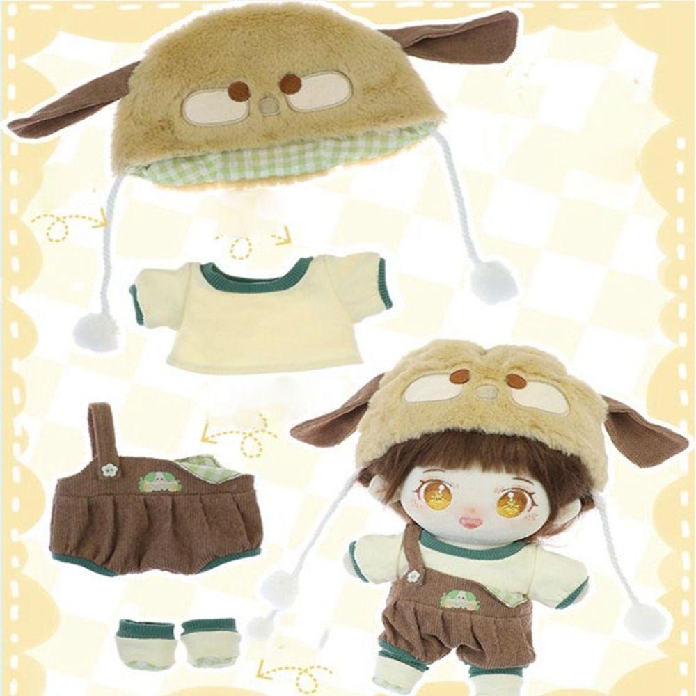 Áo Thun cotton 20cm Kèm Nón Họa Tiết Hoạt Hình Động Vật Dễ Thương Chất Lượng Cao Cho Búp Bê