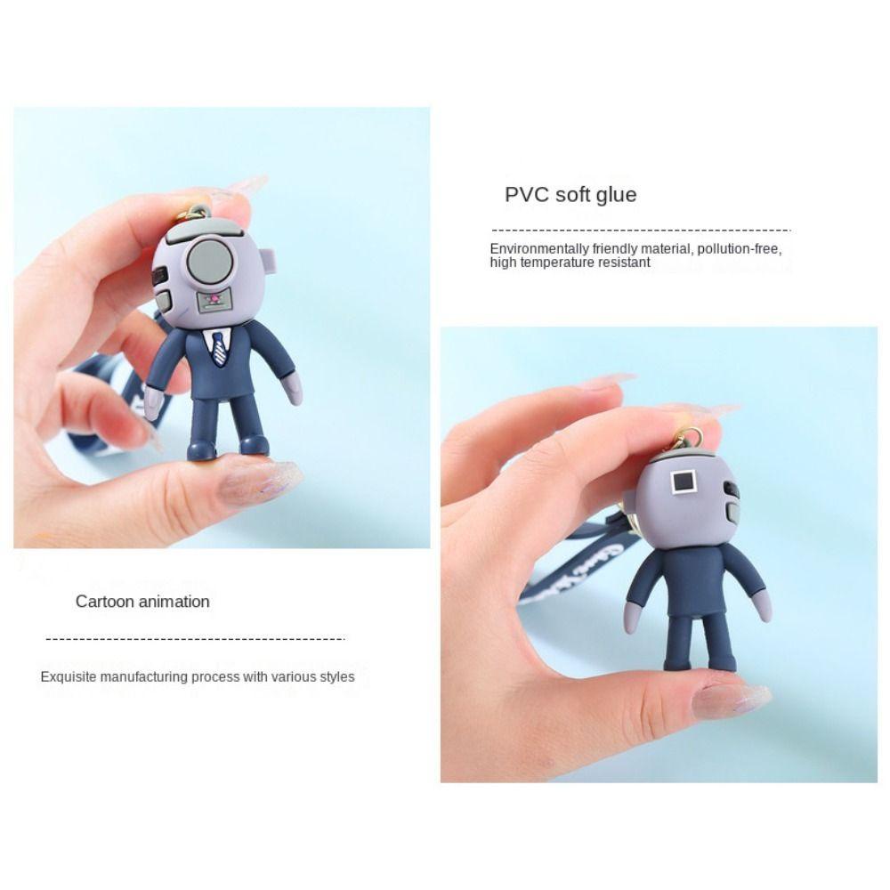 Ivanes Móc Khóa toilet Trượt Tuyết Bằng pvc Họa Tiết Rằn Rinket man man skibidi bop