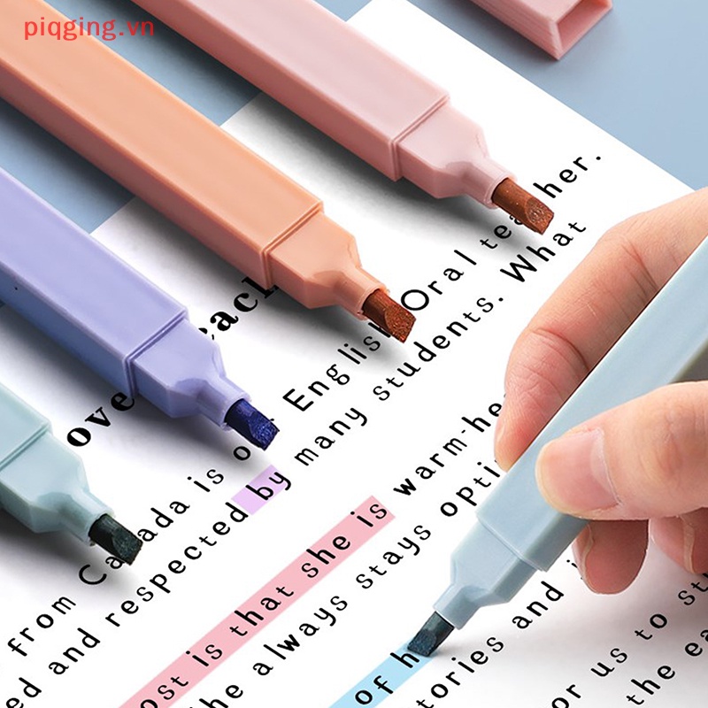 Piqging Set 6 Bút Đánh Dấu Hai Đầu Màu Sáng Dễ Thương diy Cho Học Sinh Trung Học / Văn Phòng vn