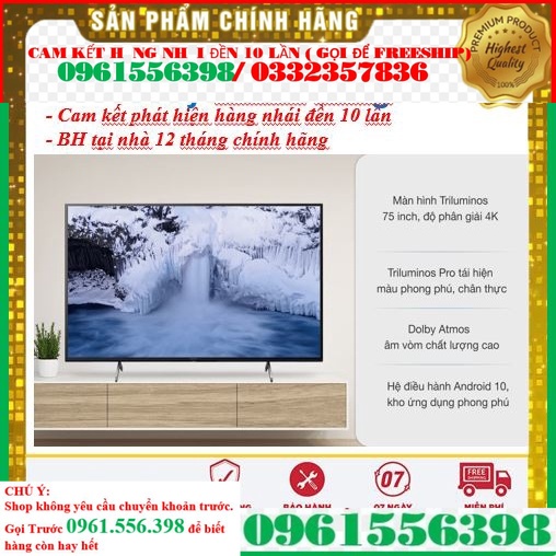  Smart Tivi Sony 75 Inch 4K KD-75X80J&lt; Chính hãng BH:24 tháng tại nhà toàn quốc &gt; - Mới 100%