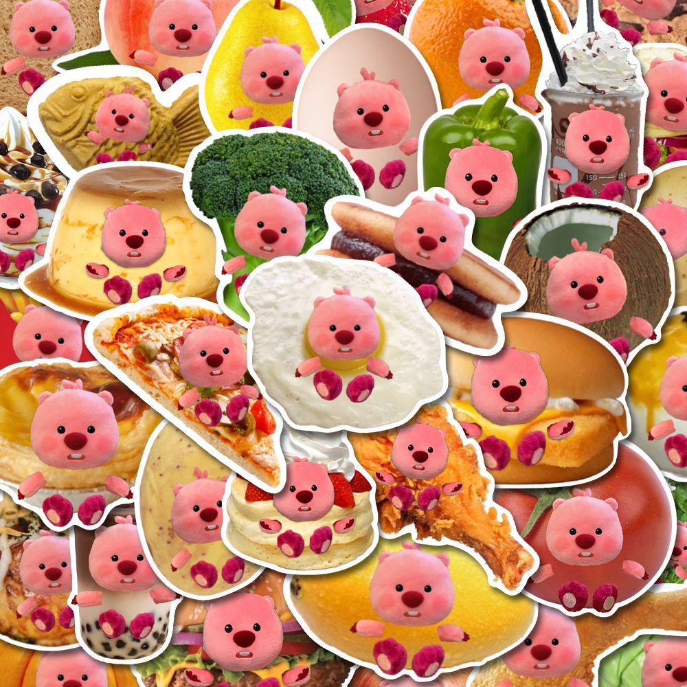 Bộ 50 Miếng Dán Trang Trí laptop ipad Chống Thấm Nước Hình Thức Ăn Vui Nhộn