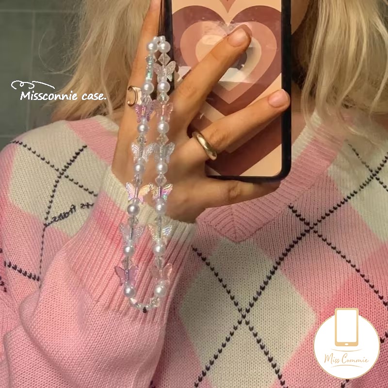 Ốp Điện Thoại Trong Suốt Màu Kẹo Kèm Dây Đeo Chuỗi Hạt diy Cho iphone oppo vivo xiaomi samsung realme