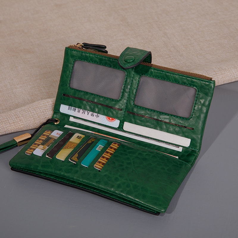 Mới Ví Dài Đựng Thẻ Có Dây Đeo Cổ Tay Khóa Kéo Phong Cách vintage Dành Cho Nữ