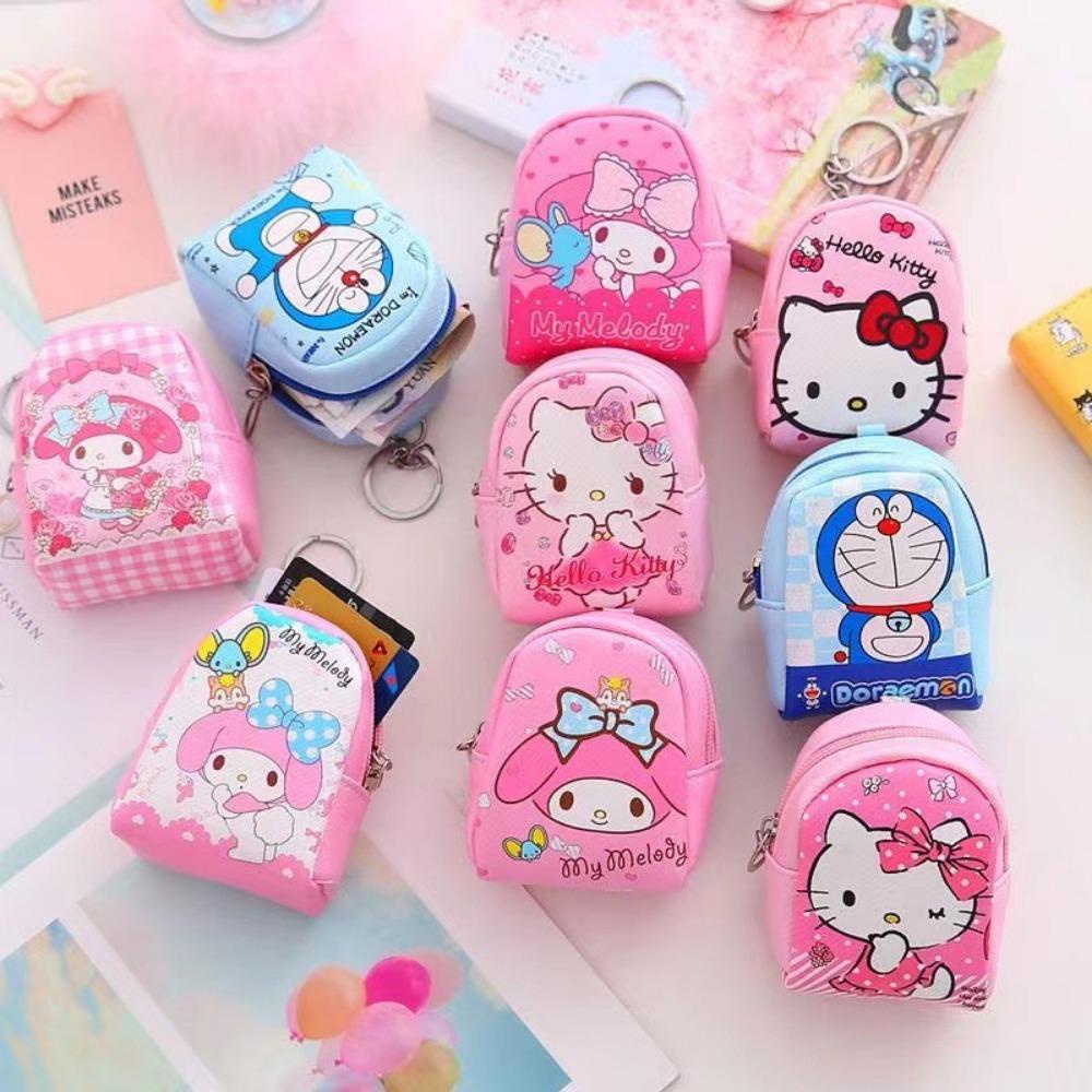 Ví Đựng Tiền Xu mini Bằng pu Hình Ba Lô doraemon / Kumamon Xinh Xắn Cho Bé Gái