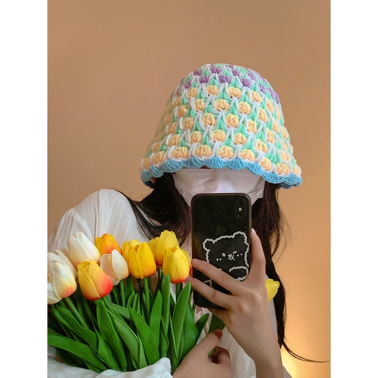 Dễ Thương Mũ bucket Len Dệt Kim Mỏng Thời Trang Thu Đông Dành Cho Nữ