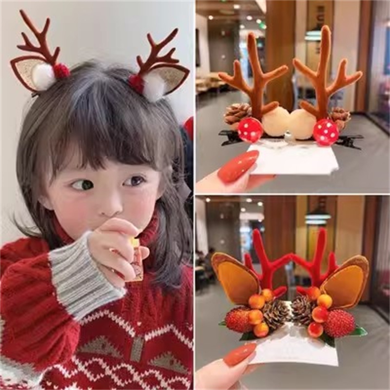 Kẹp Tóc Hình Sừng Hươu / Tuần Lộc Giáng Sinh Siêu Dễ Thương Cho Bé Gái