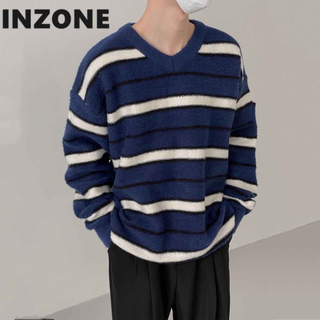 Áo sweater Dệt Kim Kẻ Sọc Thời Trang Cho Cặp Đôi