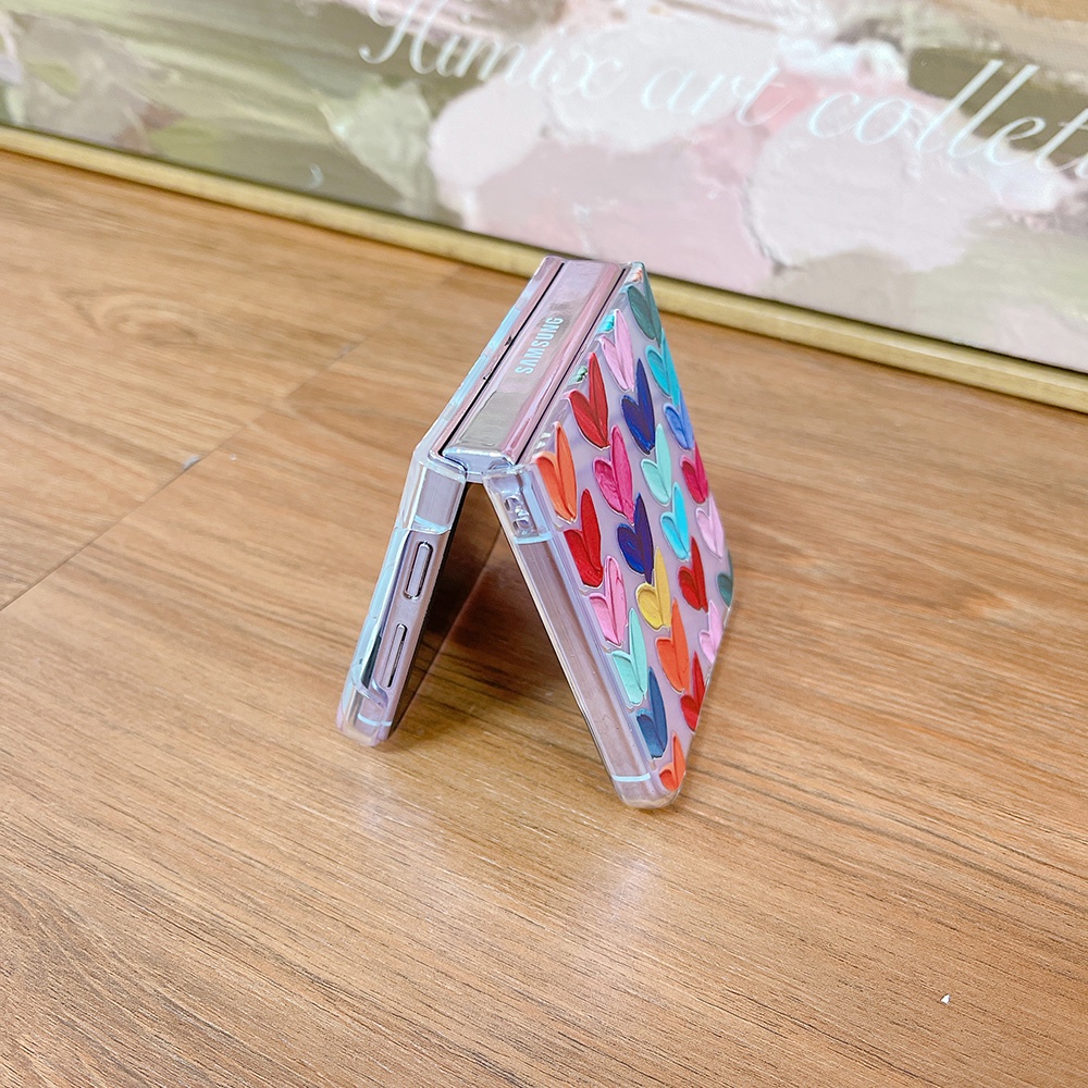 Bao Da Điện Thoại Họa Tiết Trái Tim Cho samsung galaxy z flip 5 4 3 z flip3 zflip5 zflip4 Ốp