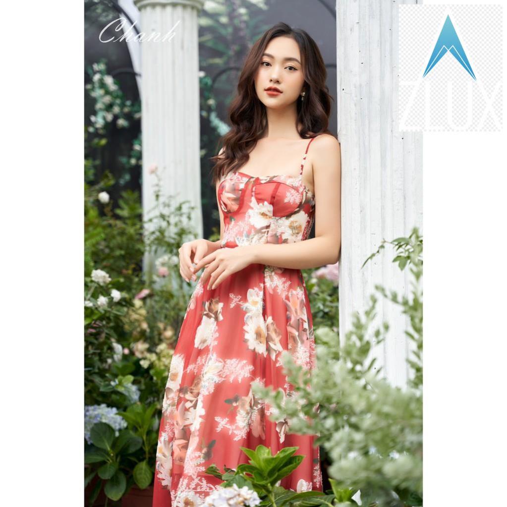 SP  Reisa Dress Váy maxi hoa CH021_Chanh
