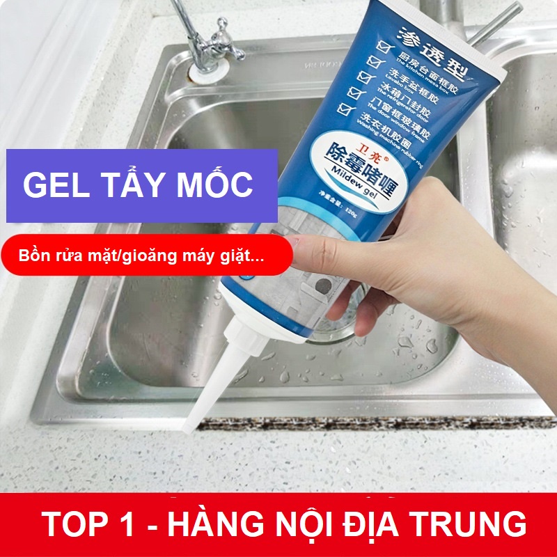 120ml Gel tẩy mốc đa năng, tẩy nấm mốc bồn rửa mặt, gioăng cao su máy giặt, mốc chân tường-GL602