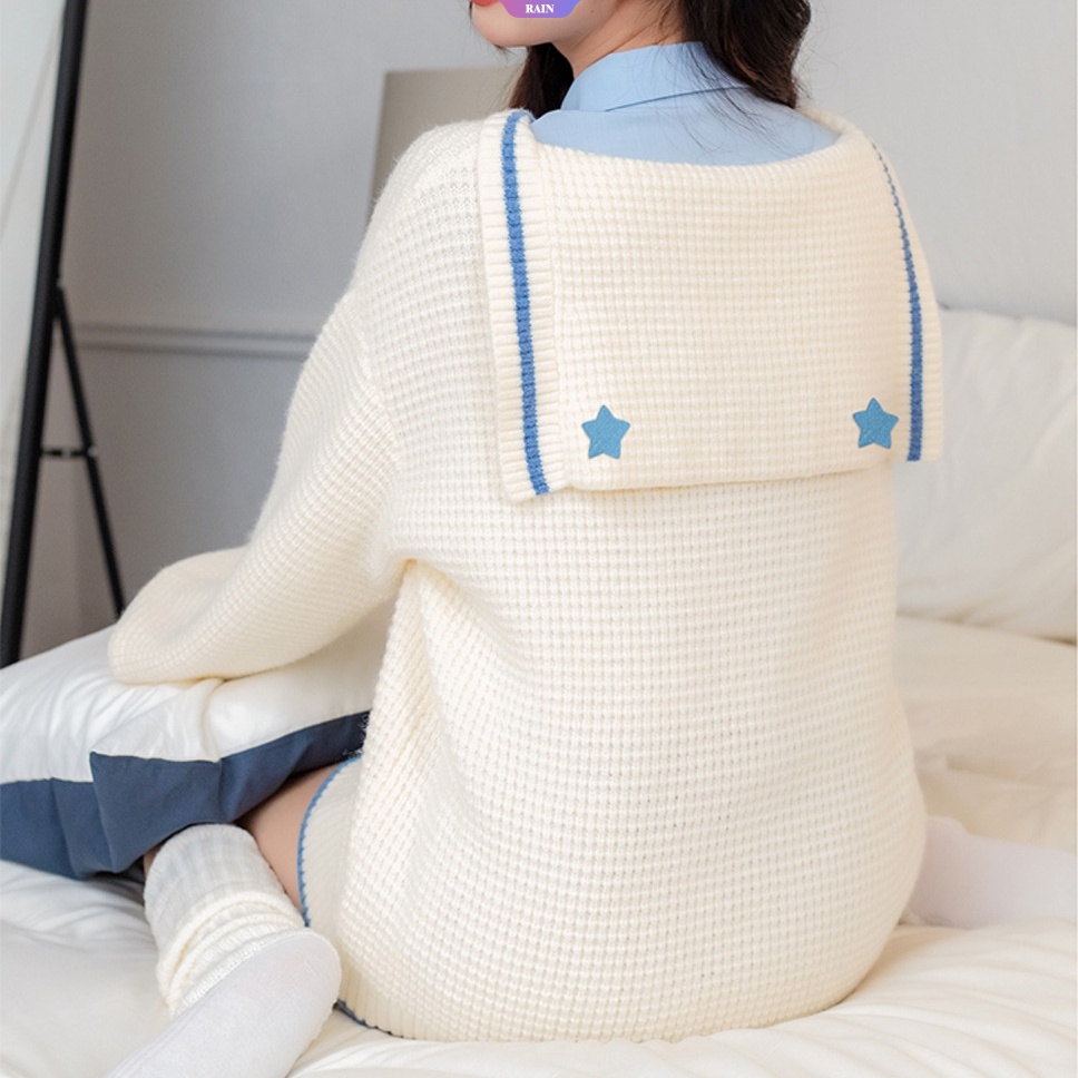 Áo sweater Dệt Kim Thêu Hoạt Hình sanrio cinnamoroll my melody kuromi pom pom purin v navy Leaderer y2k lolita