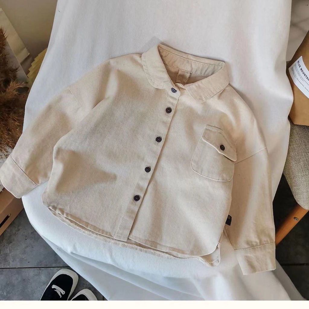 Áo Sơ Mi cotton Mỏng Nhẹ Tay Dài Phong Cách Hàn Quốc Thời Trang Mùa Thu Kiểu Mới Cho Bé Trai