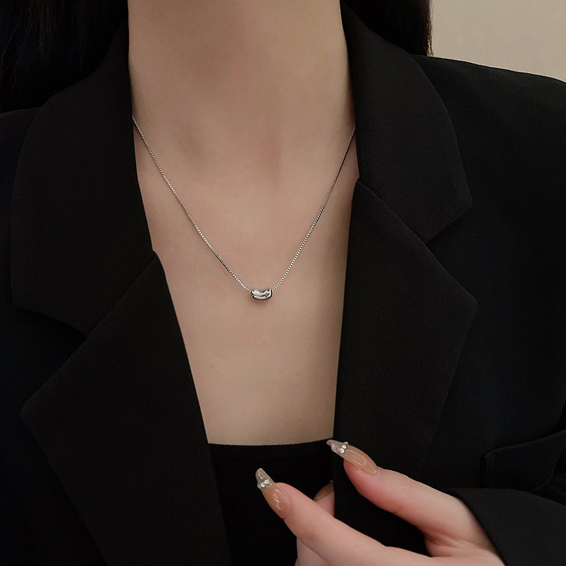 Vòng cổ choker Bằng Thép Không Gỉ Mặt Hình Hạt Đậu Xanh Thời Trang Cho Nam Và Nữ