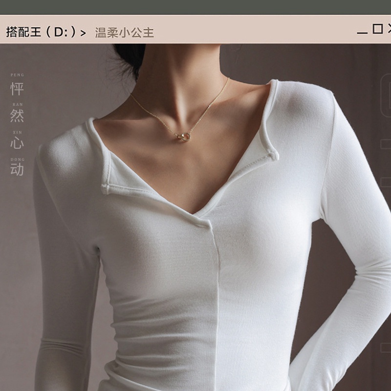 Áo Thun Tay Dài Cổ Chữ v Thời Trang Thu Đông Cho Nữ