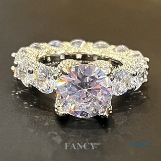 Nhẫn đính hôn đính đá zircon lấp lánh sang trọng thời trang cho nữ