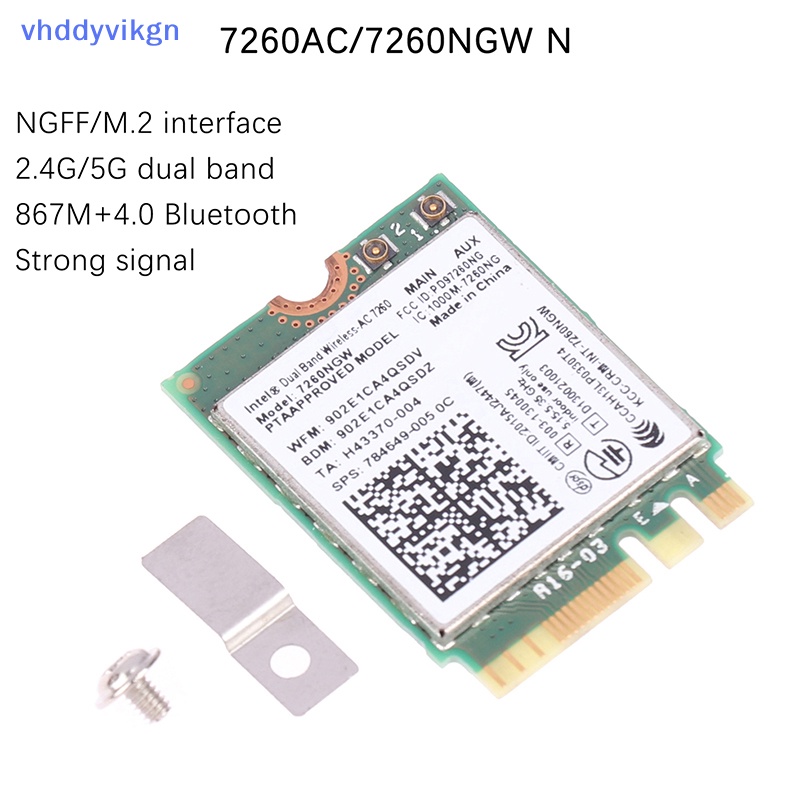 1 Thẻ Mạng wifi Không Dây vhdd 1200mbps 4.0 ngff ac Băng Tần Kép 2.4g 5g Cho laptop intel 7260 7260ngw vn