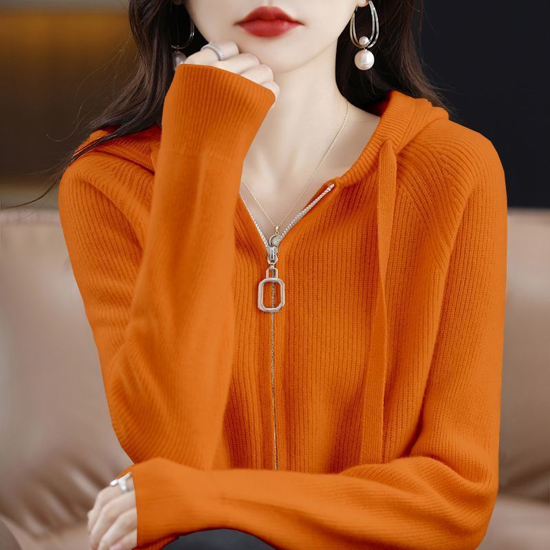 Áo Khoác cardigan Có Mũ Trùm Và Khóa Kéo Dáng Rộng Phong Cách Thu Đông Mới Dành Cho Bạn Nữ