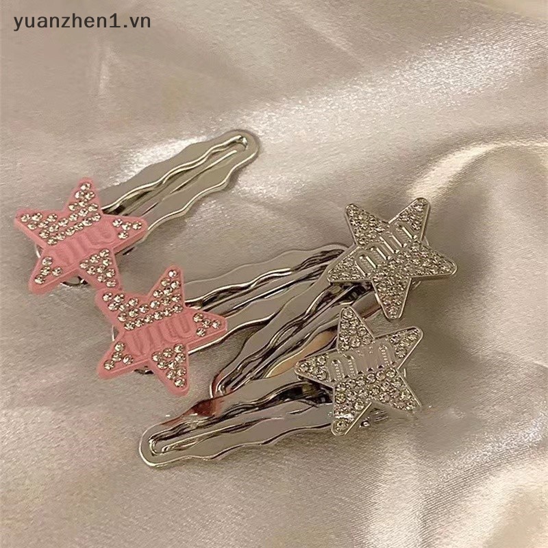 Set 2 Kẹp Tóc Hình Ngôi Sao Năm Cánh Màu Bạc Thời Trang Cho Nữ