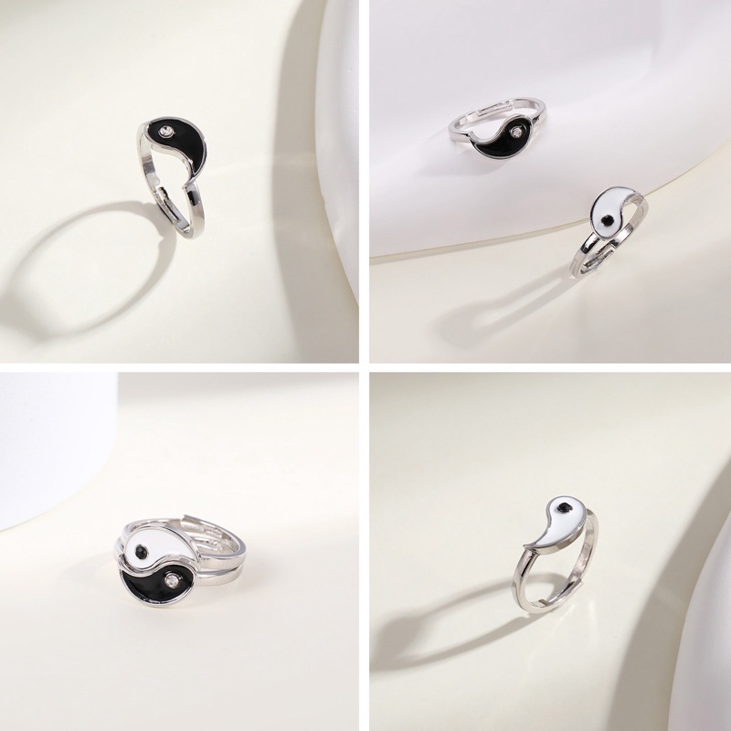 Diamd Bộ 2 Nhẫn Kim Loại Thả Dầu Đơn Giản Sáng Tạo Cho Cặp Đôi Bạn Thân