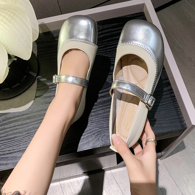 Giày Búp Bê Da Mũi Tròn Thời Trang Thanh Lịch Cho Nữ