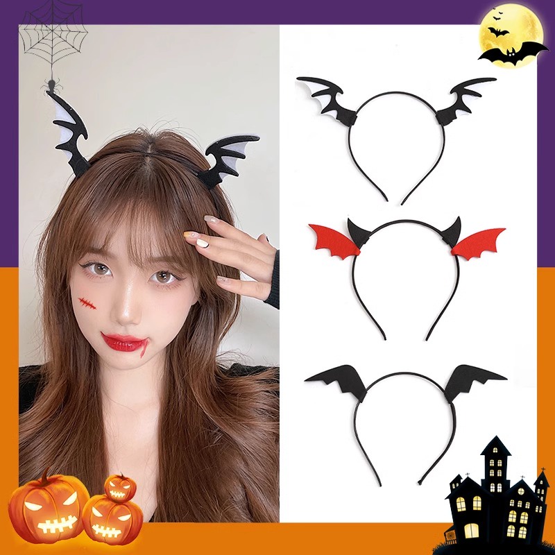 Đen Băng Đô Cài Tóc Hình Đôi Cánh Nhện Phong Cách halloween