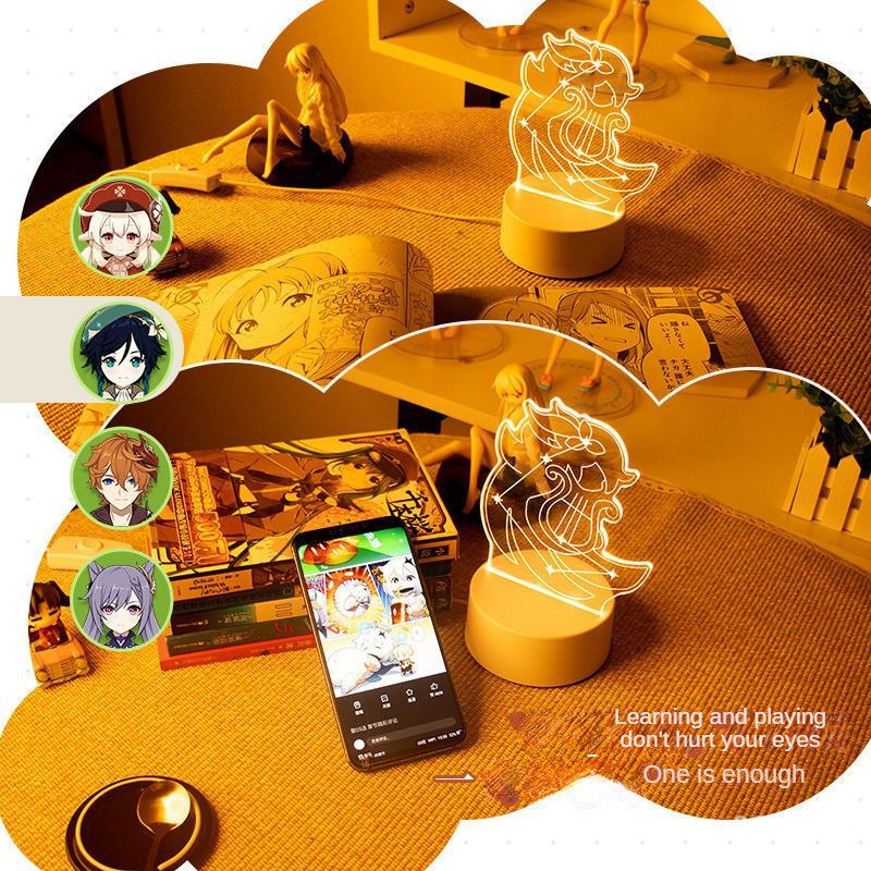 ★Genshin impact impact★Keqing & Ventti & klee Đèn Ngủ Để Bàn Hai Chiều Sáng Tạo Làm Quà Tặng