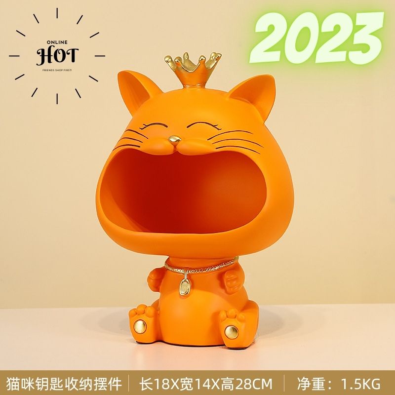 Decor Để Bàn "Mèo há miệng" đựng chìa khóa trang trí phong cách Bắc Âu