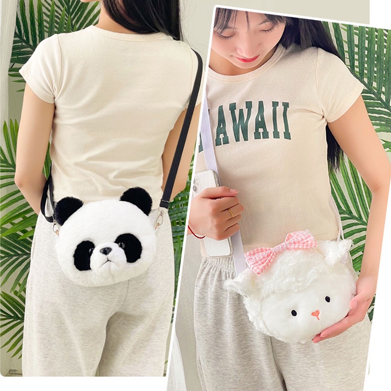Laz Johnn Túi Đeo Chéo Hình Thỏ / Gấu Nhồi Bông Dễ Thương Thời Trang Cho Bé