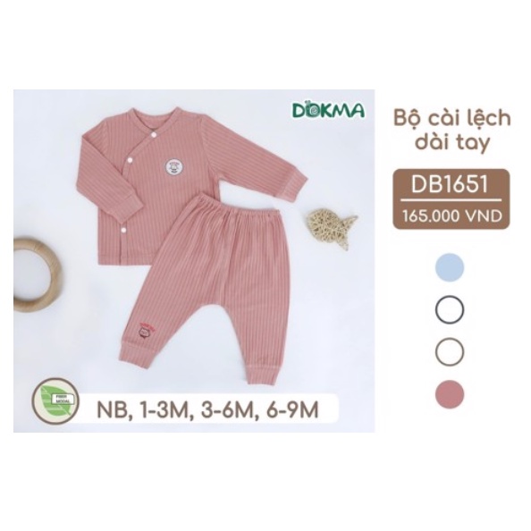 Dokma bộ sơ sinh cài lệch dài tay DB1651 mẹ sam
