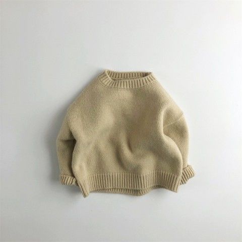 Áo sweater Cổ Tròn Màu Trơn Phong Cách Hàn Quốc Thời Trang Thu Đông Cho Bé