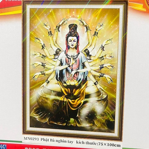 Tranh thêu chữ thập Quan Âm Thiên Thủ Thiên Nhãn MN0293 (tranh thêu kín) - kích thước 75 * 100